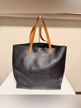 MADEWELL BLACK LEATHER TRANSPORT TOTE CARRYALL SHOULDER BAG